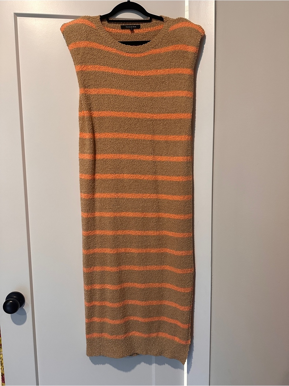 Striped Terry Cloth Sleeveless Midi Dress